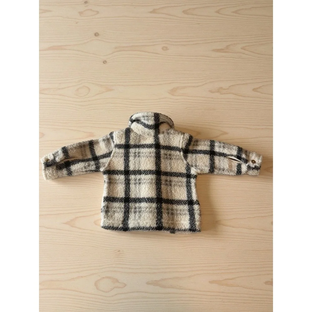 Carter's Just One You Baby Sherpa Jacket 3M Cream Black Plaid Cozy Winter